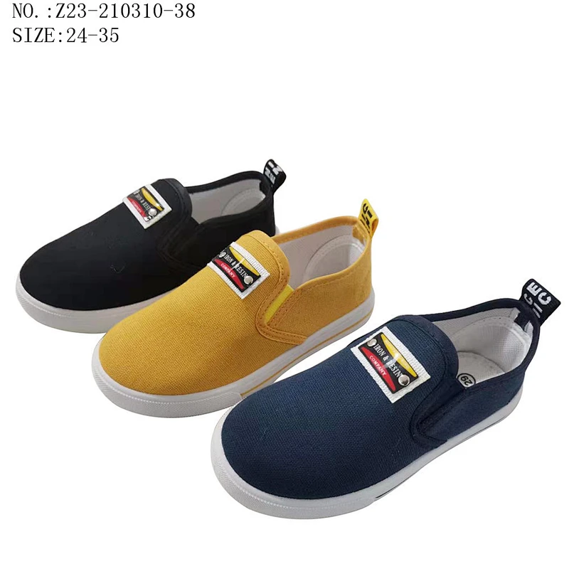 Factory OEM cheap Customize Latest Cheap Injection Children Slip on Loafers Footwear Casual Canvas Shoes