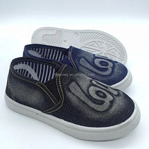 Fashion latest design children jeans casual flat canvas shoes