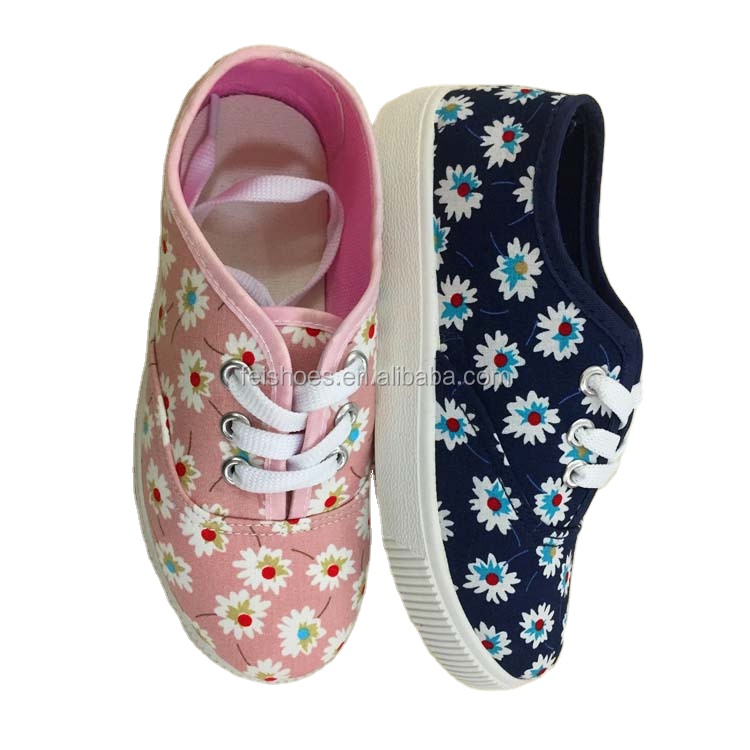 Fashion injection kids lace-up girls casual school canvas shoes