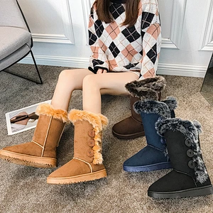 Winter Women Faux Fur High Boot Ladies Warm Snow Boots