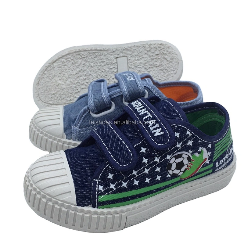 Hot Sale fashion Children Injection Casual flat canvas Shoes with magic tape
