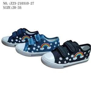 Factory OEM cheap Customize Three Colors Fashion Children School Shoes Students Casual Canvas Shoes with Magic Tape