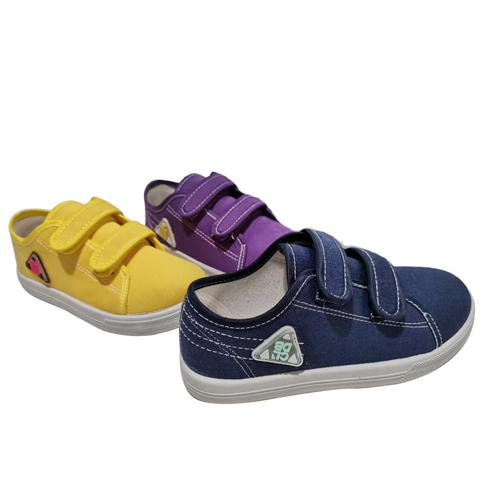 Factory OEM cheap Customize Good Price Injection Children Casual Shoes School Students Canvas Shoes with Magic Tape