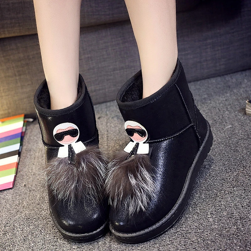 Ladies Warm Short Ankle Boots Women Winter Fur Snow Boots