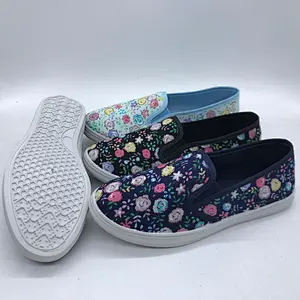Factory New design printing flower Injection canvas casual shoes for women