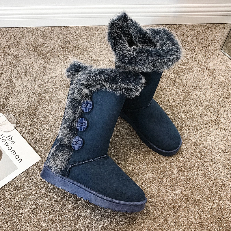 Winter Women Faux Fur High Boot Ladies Warm Snow Boots