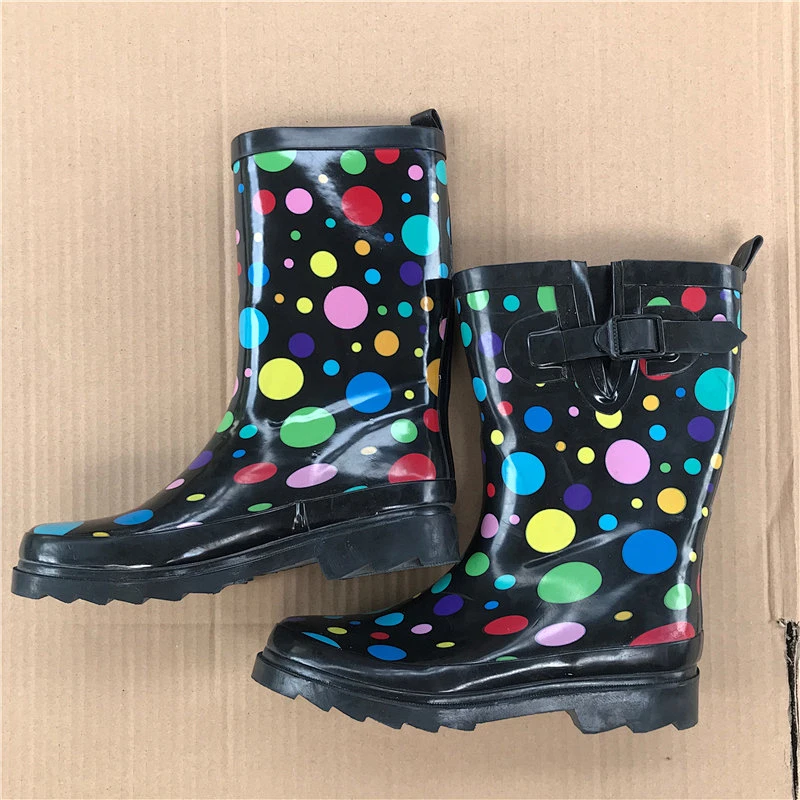 Mix style waterproof non-slip women stock boots outdoor rubber shoes long rain boots stock