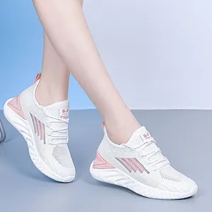 New all-match fly weave women running sneakers white shoes breathable casual shoes