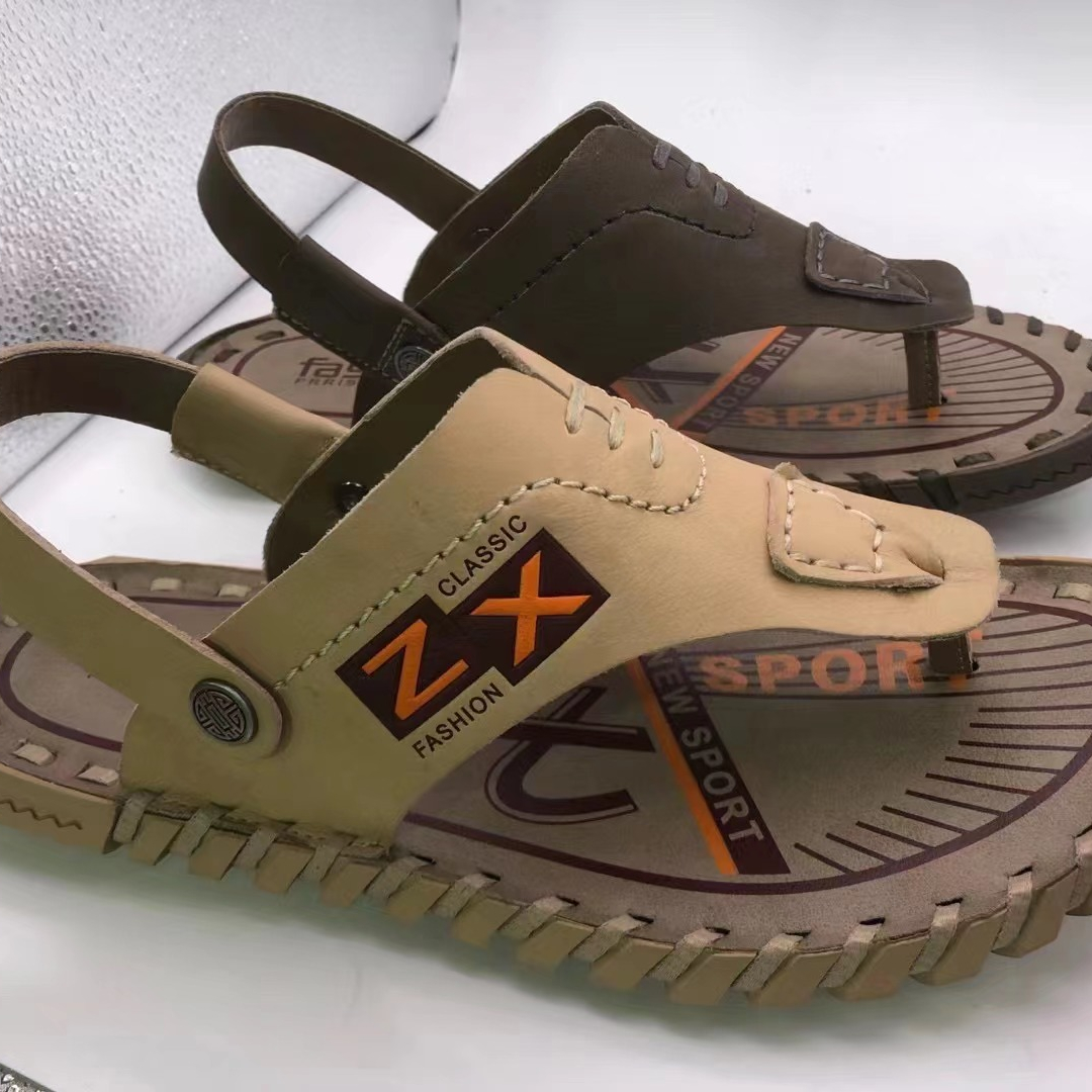 2022 New outdoor fashion men's sandals Summer men's leather slippers
