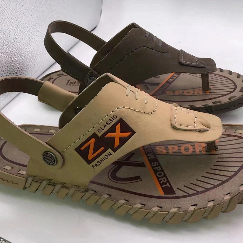 2022 New outdoor fashion men's sandals Summer men's leather slippers