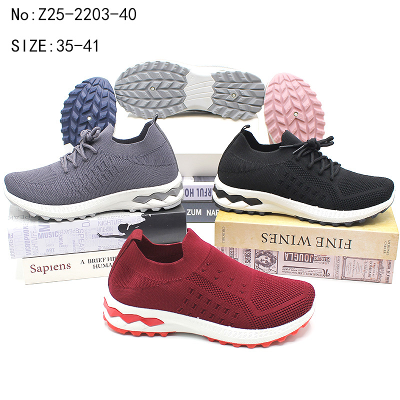 New fashion fly knit upper breathable ladies casual running shoes women sports shoes