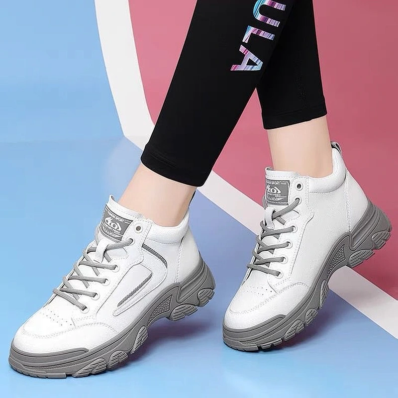 New High top thick soles women's sneakers velvet leather travel shoes sports casual shoes