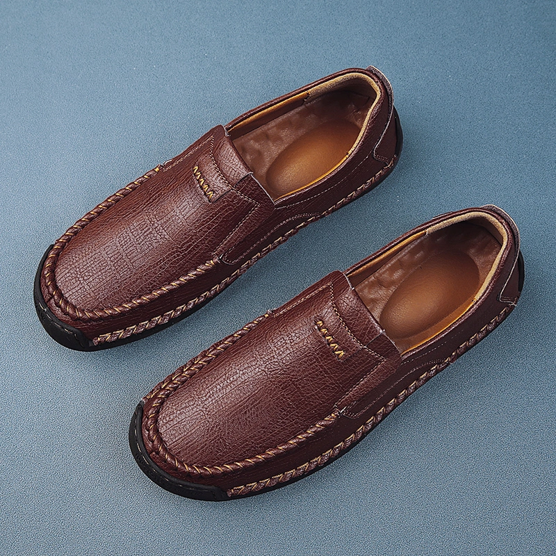 Comfortable leather casual shoes men large size  driving shoes