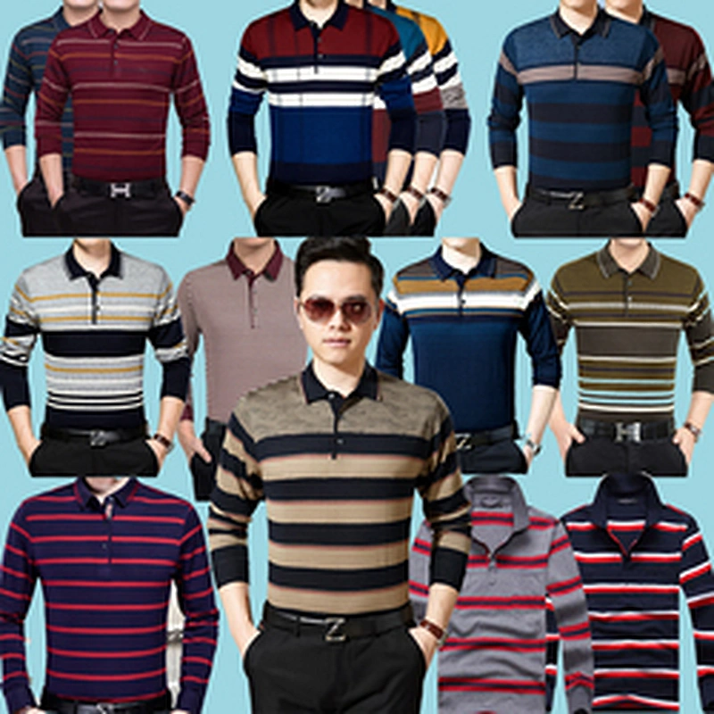 mix design mix color men long sleeve polo shirt stock for wholesale