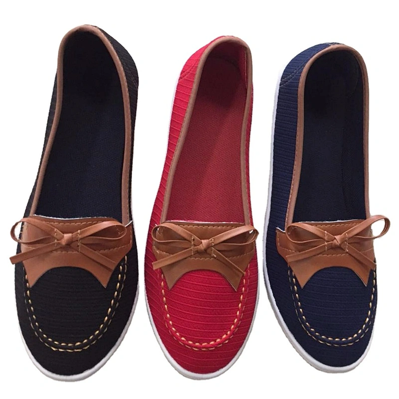 Elegant lady flat soft fabric casual canvas shoes