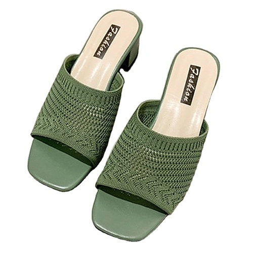 New Korean version women fly weave sandals outdoor chunky heels fashion slippers