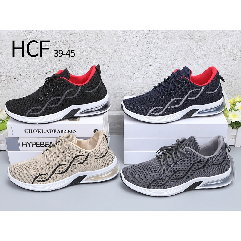 Newest air cushion Custom Fly knit Men Injection Sneaker Casual Fashion Sports Running Shoes