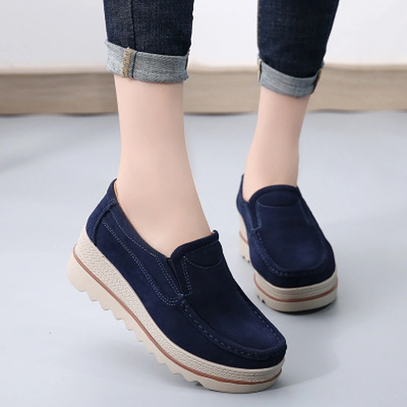 Winter women's shoes fashionable leather shoes with truffle platform walking style shoes