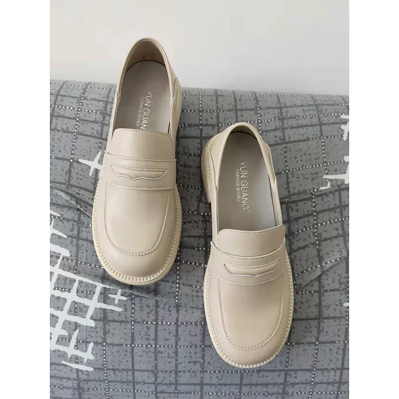 New Custom British college style women students single shoes retro casual leather loafers shoes