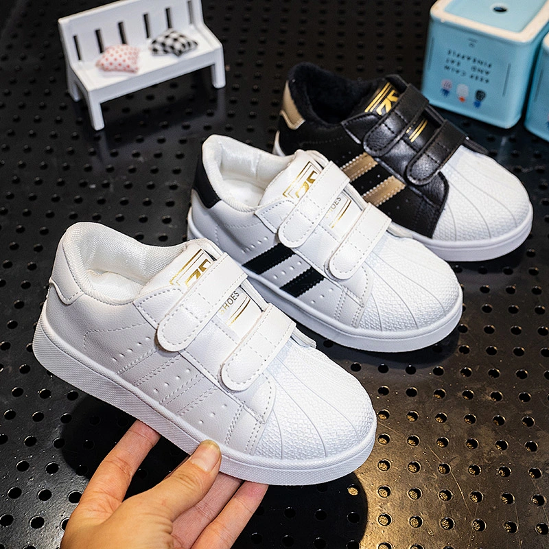 Leisure PU children board shoes student skateboard with magic tape