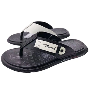 Custom Men Summer Casual Beach Sandals Genuine Leather Flip Flop Slides