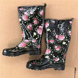 Mix style waterproof non-slip women stock boots outdoor rubber shoes long rain boots stock