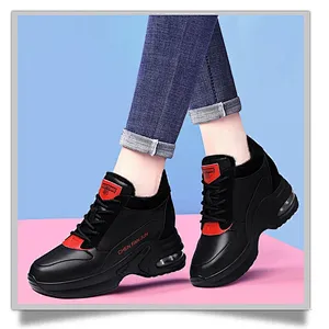New winter increased women non-slip PU leather shoes soft sole warm sports casual dad shoes