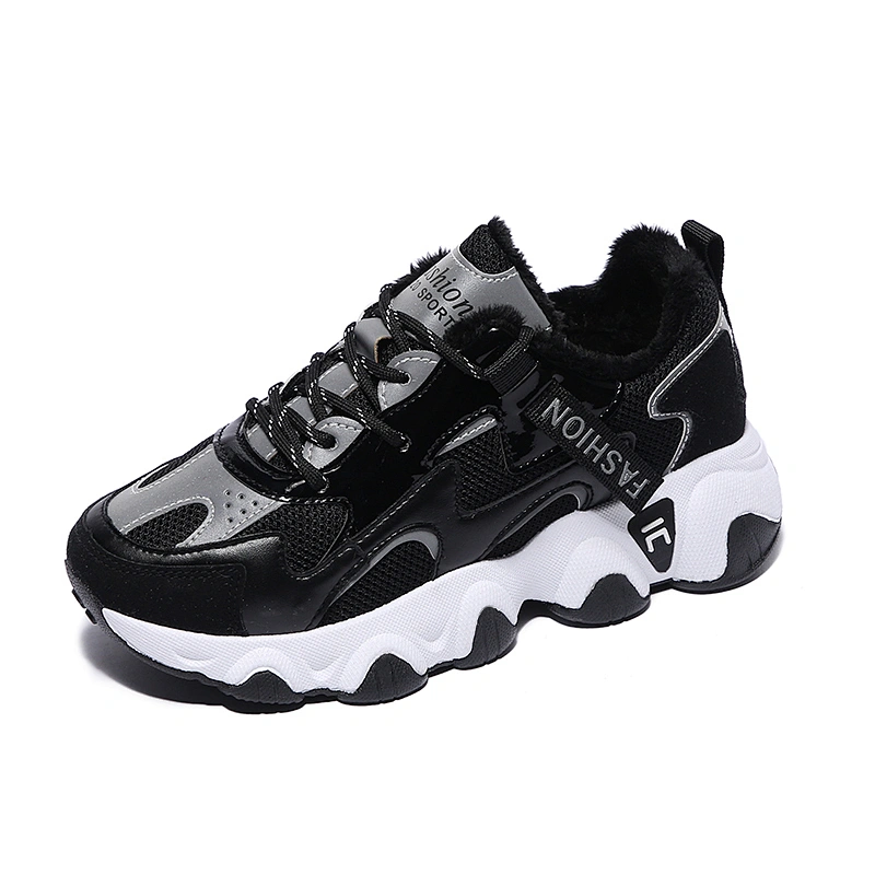 Women Chunky Sneakers Warm Fur Lining Casual Sport Shoes