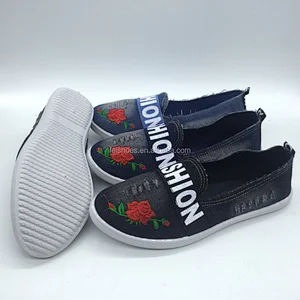 1/6 New design ladies slip on casual shoe women canvas shoes