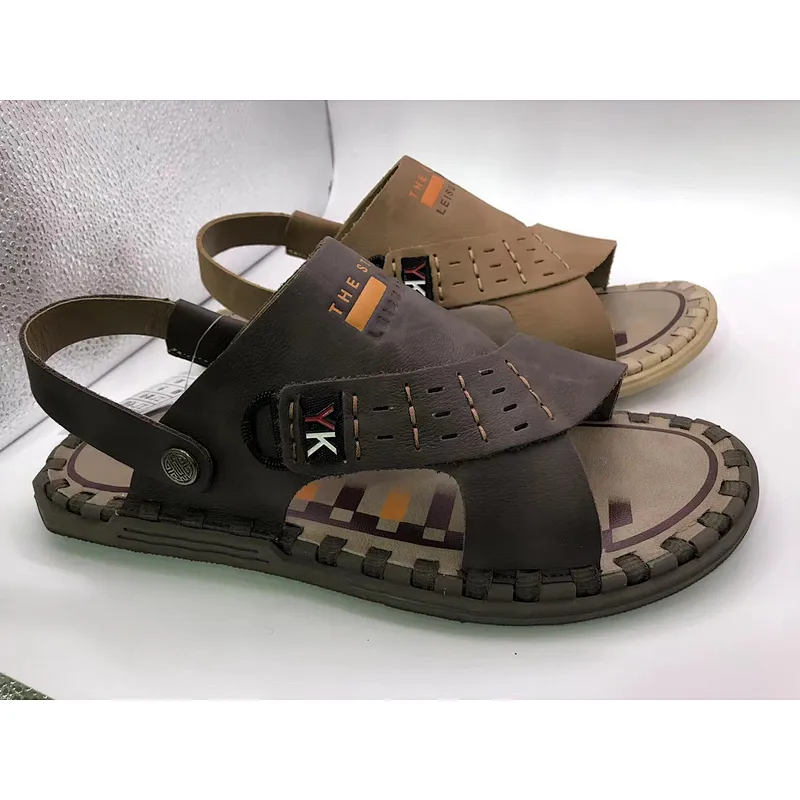 2022 New outdoor fashion men's sandals Summer men's leather slippers