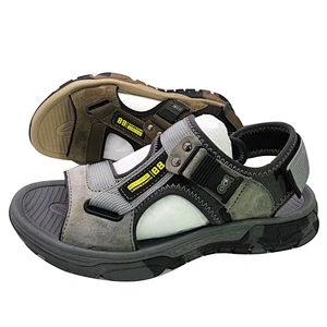 Custom Men Genuine Leather Sport Sandals Open Toe Outdoor Hiking Beach Sandals