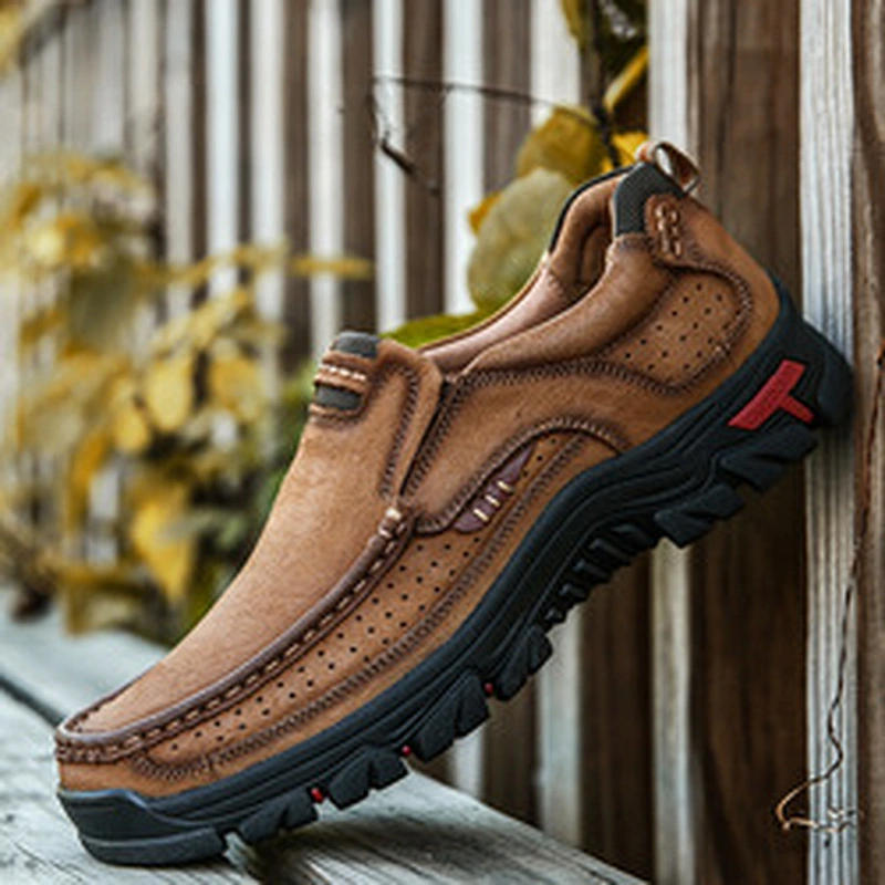 Men Casual Dress Shoes Genuine Leather Handmade Outdoor Shoes Large Size