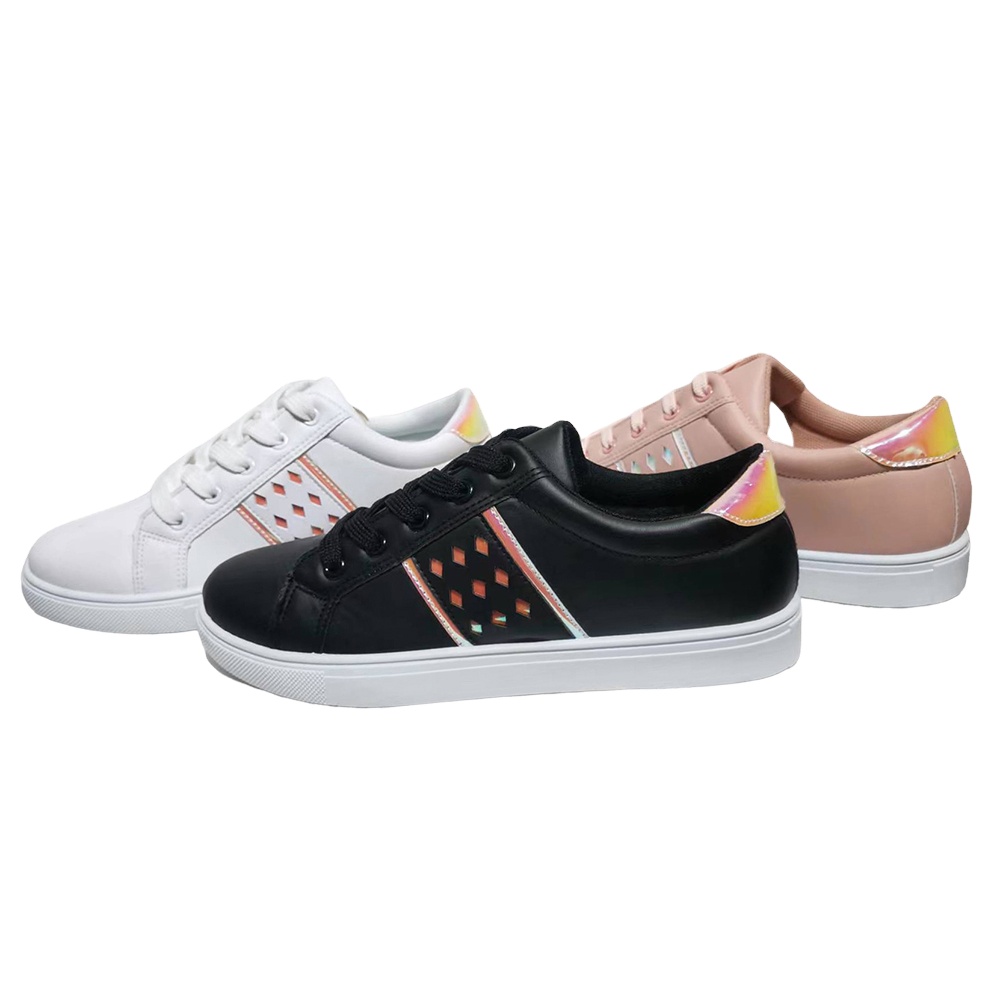Hot Sale women Lace up School Sports Shoes PU Leather Casual Board Shoes