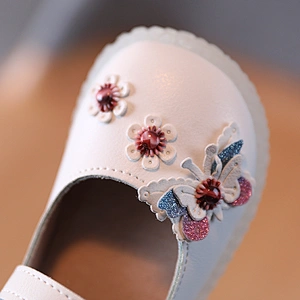 Cute casual girl princess shoes baby single leather shoes with flower