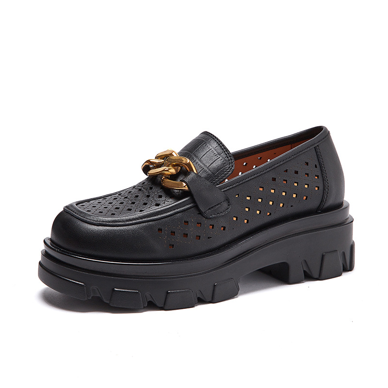 Women Chunky Heel Platform Loafers Slip On Uniform Dress Shoes