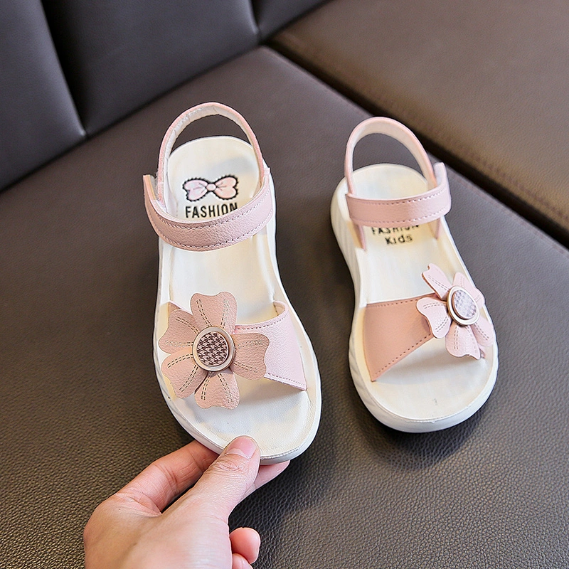 New Arrival Girls Shoes Flower Children Casual Leather Sandals