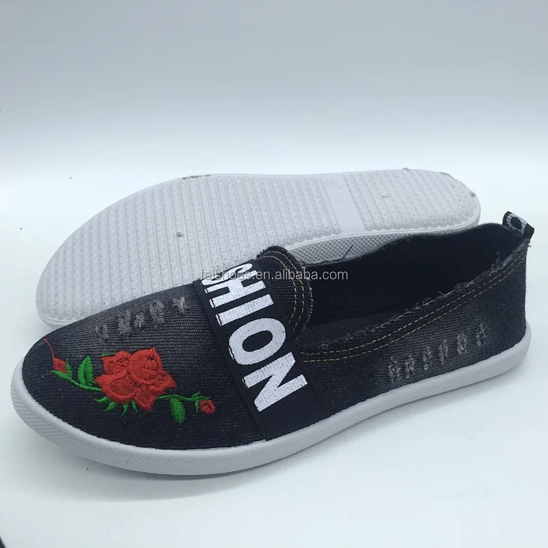 1/6 New design ladies slip on casual shoe women canvas shoes