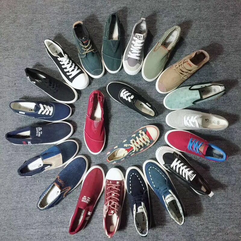 Cheap mixed styles men casual canvas shoes vulcanized shoes shoe stock lots