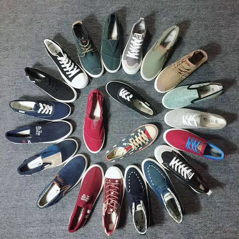 Cheap mixed styles men casual canvas shoes vulcanized shoes shoe stock lots