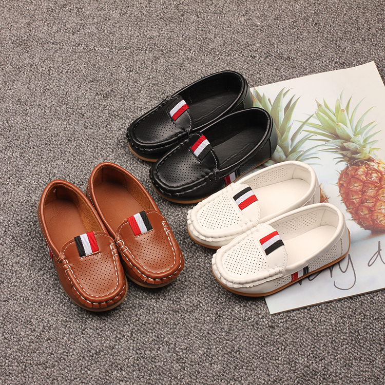 New Breathable casual children slip on leather shoes kids loafers shoes