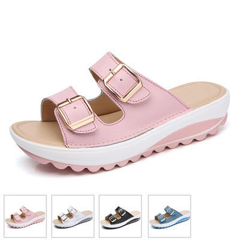 Summer comfortable outdoor women beach slippers with buckle for ladies