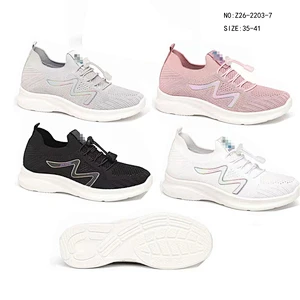High Quality Comfort Lace-up women fly knitted Sneakers Breathable Sport Shoes lady casual tennis shoes