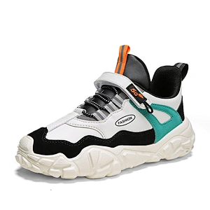 Children's Sports Sneaker Boy's Shoes PU Casual Running Shoes with Magic Tape
