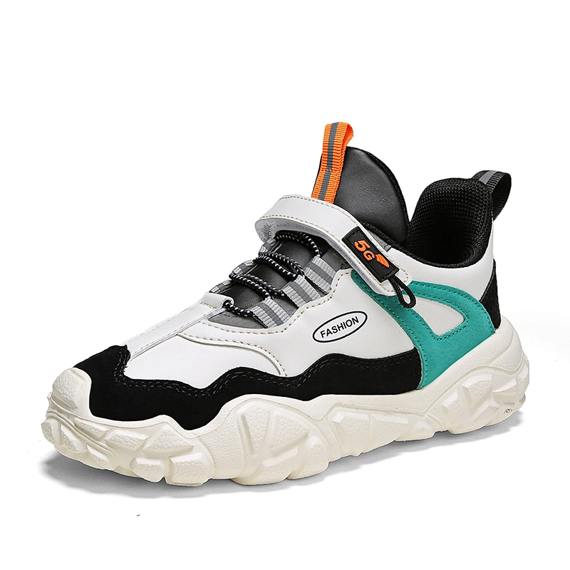 Children's Sports Sneaker Boy's Shoes PU Casual Running Shoes with Magic Tape