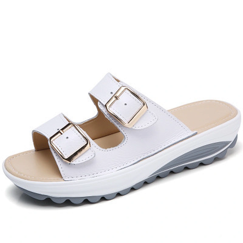 Summer comfortable outdoor women beach slippers with buckle for ladies