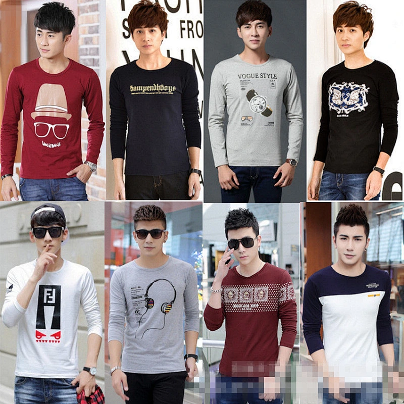 Mix Color mix design Men garments T-Shirts with Long Sleeves Stock