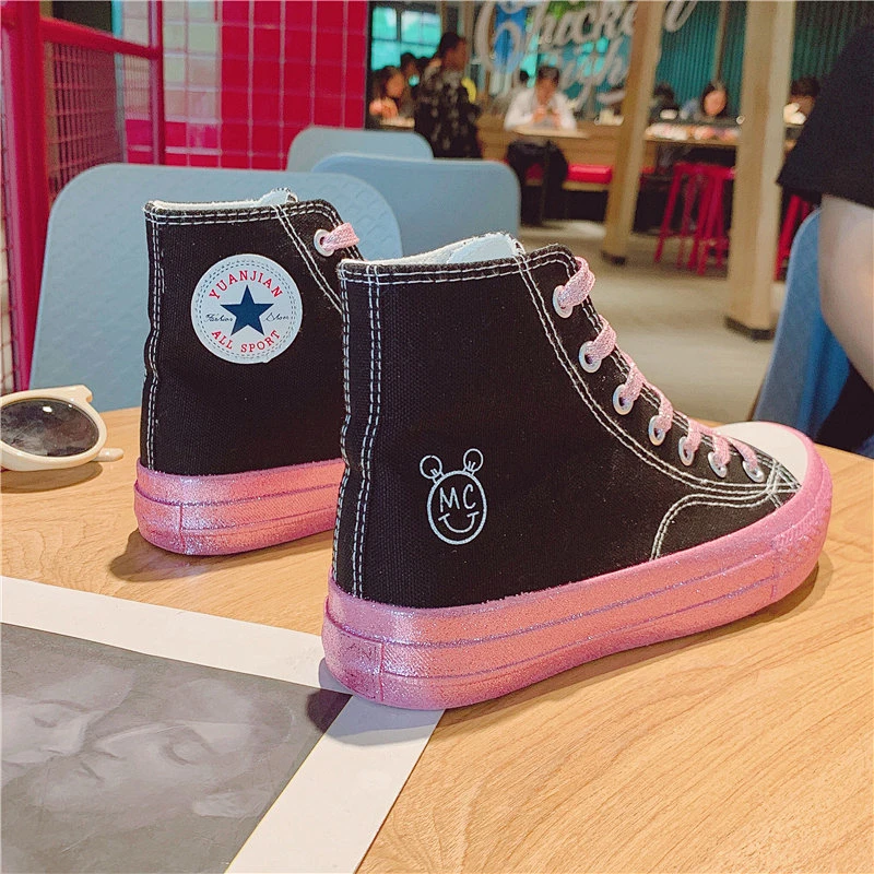 Factory customize Classical Style Wholesale Sneaker Shoes Women High-Top Canvas Casual Shoes with low price