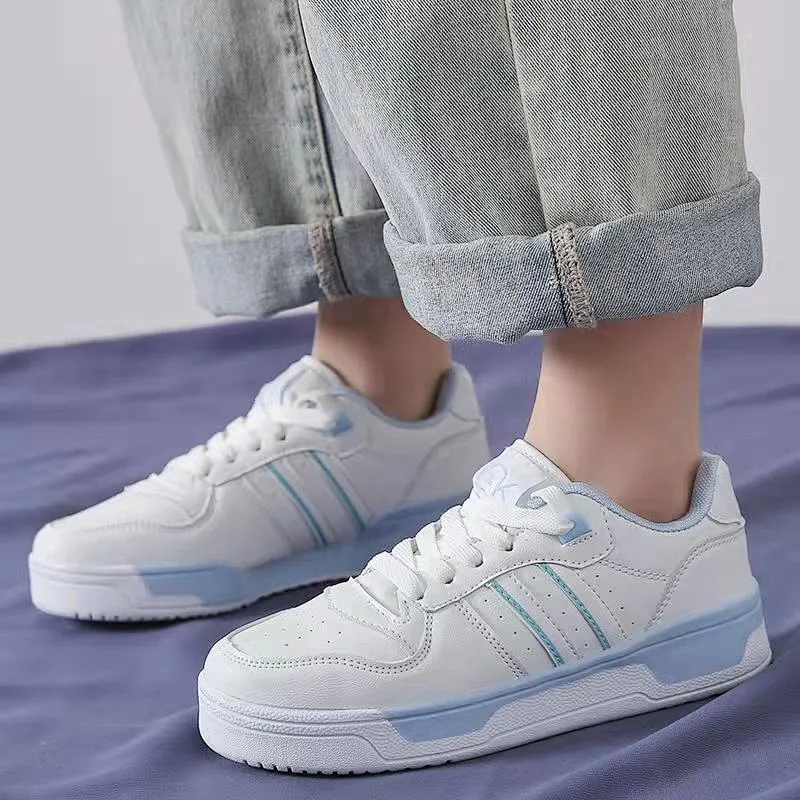 New Custom Korean Version Women White Sports Shoes All-Match Casual Flat Board Shoes