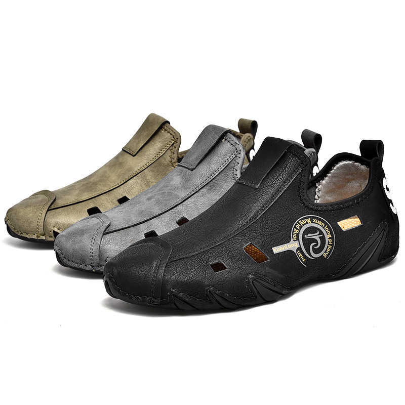 Men Loafers Slip on Leather Shoes Casual Outdoor Walking Shoes