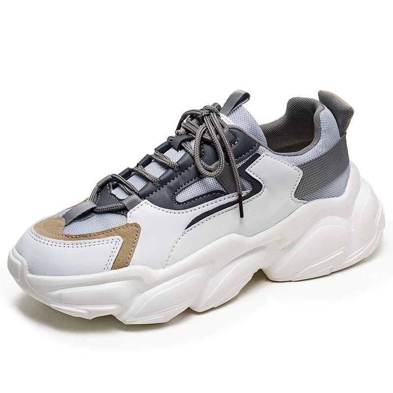 Men Fashion Sneakers Lace up Walking Chunky Casual Shoes